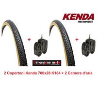 2 Copertoni KENDA 700x28 K184 Nero/Para + 2 Camera d'aria per Bici 28" City Bike
