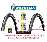 2 Copertoni MICHELIN PROTEK 26x1,85 Antiforatura + Camera per Bici 26" Cruiser