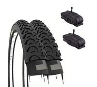 2 COPERTONI MTB 26 x 1.95 (50-559) + CAMERE CON VALVOLA AMERICANA PNEUMATICI MOUNTAIN BIKE TASSELLATI