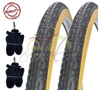 2 COPERTONI + 2 CAMERE PNEUMATICI BICI BICICLETTA CITY TREKKING NERO PARA 700 32