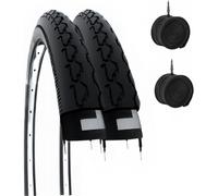 2 COPERTONI 24 X 1 3/8 (37-540) + CAMERE D'ARIA PNEUMATICI NERI COPERTURE CARROZZINA/SEDIA A ROTELLE 24”