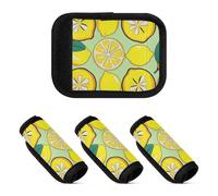 2 coperture antiscivolo per maniglie dei bagagli per bagagli, Modello ripetuto verde limone, one sizex4