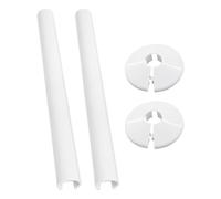 2 Coperture Decorative Bianche da 15 mm e 2 Pezzi da 15 x 200 Tubi per Radiatore, Anello da Pavimento, Copertura per Tubo di Riscaldamento, Manicotto