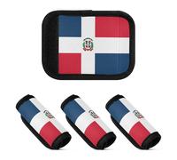 2 coperture elastiche per maniglie dei bagagli, per valigie da viaggio, Bandiera della Repubblica Dominicana, one sizex4