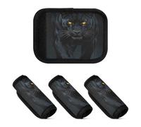 2 coperture morbide e robuste per maniglie dei bagagli, per borse da viaggio, Leopardo melanistico che cammina verso l'ombra1, one sizex4