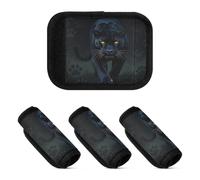 2 coperture morbide e robuste per maniglie dei bagagli, per borse da viaggio, Leopardo melanistico che cammina verso l'ombra3, one sizex4