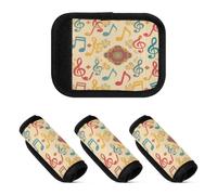 2 coperture morbide e robuste per maniglie dei bagagli, per borse da viaggio, Segni Musicali Boho, one sizex4