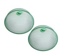 2 coperture per alimenti a rete metallica, riutilizzabili, facili da pulire e conservare, resistenti agli insetti per cucina, campeggio, picnic, barbecue all'aperto, 28 cm (verde)
