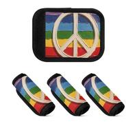2 coperture per maniglie dei bagagli con bandiera del passo (segno della pace) in neoprene per borse da viaggio in aeroporto, Bandiera PACE (segno di pace), one sizex4