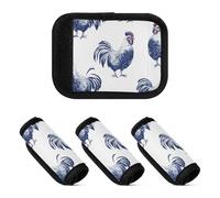 2 coperture per maniglie dei bagagli, per borse da viaggio, Motivo ripetuto blu gallo, one sizex4
