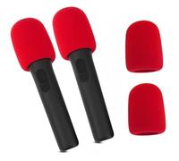 2 coperture per microfono in spugna per JBL PartyBox Encore 2, filtri anti-saliva, lavabili in schiuma, antivento, per microfono wireless PartyBox Encore 2/Encore (rosso + rosso)