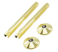 2 coperture per tubi e collari per tubi del radiatore, in effetto cromato, 15 mm x 200 mm, per bagno cromato (oro)