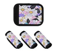 2 coperture protettive per maniglie dei bagagli, per valigie e bagagli, per borse della spesa, nero, verde, rosa, cartone animato fiorito, margherite, Multicolore, 1 sizex4, Moda