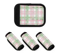 2 coperture protettive per maniglie dei bagagli per valigie e bagagli, per la protezione delle maniglie dei bagagli, Plaid verde cipria, one sizex4
