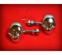 2 Coppia Cranio Turn Segnale per Motore - Coppia di Lampeggiante Teschio Cromo