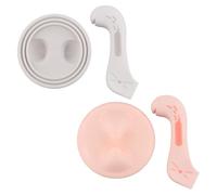 2 Coppia Cucchiai e Coperchi in Silicone, Universale Coperchio per Alimenti (6,5-8,5 cm), Cucchiaio e Apriscatole Manuale 2 in 1, Facile da Pulire e Riporre, Design Gatto Orecchie-Coda (Rosa, Grigio)