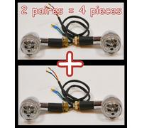 2 Coppia Intermittenti Testa Morte Cranio Nero per Moto Custom Quad Trike Harley
