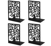 2 Coppie di Ferma Libri per Libreria - Fermalibri per Mensole 4 PCS Ferma Libri in metallo Antiscivolo con piedini Reggi libri per Libreria adatti per scuola casa e ufficio (nero)