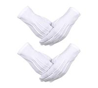 2 coppie di nylon bianco cotone guanti con Snap Chiusura per polizia formale Tuxedo Gloria Guardia Costume Parade Guanti, 9,05 pollici