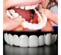 2 Coppie Faccette Denti,Dentiera Provvisoria,Dentiera Finta Naturale,Denti Finti A Scatto Superiore E Inferiore Cosmetici Temporanee Per Uomini E Donne Copertura Di Denti Imperfetti