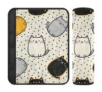 2 copri cintura di sicurezza per auto, motivo gatto colorato a pois, per fermare la cintura di sicurezza che taglia nel collo, carino per la maggior parte delle auto, camion, aerei, 25,4 x 19,6 cm