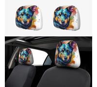 2 copri poggiatesta con orecchie a forma di cane con orecchie armate, accessori per auto, 2 pezzi, copertura per poggiatesta, lavabile, universale, adatta a tutte le auto, SUV, camion, furgoni