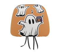 2 copri poggiatesta per auto, con stampa di fantasmi in stile cartone animato che ballano minimal, elastici, comodi, per donne e uomini, universale, si adatta alla maggior parte delle auto, furgoni