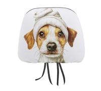 2 copri poggiatesta per auto, motivo cane acquerello con asciugamano bianco stampato sulla testa, per donne e uomini, universale, si adatta alla maggior parte delle auto, furgoni, SUV, camion