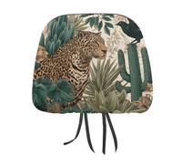 2 copri poggiatesta per auto, motivo leopardo nella giungla, elastico, confortevole, per donne e uomini, universale, si adatta alla maggior parte delle auto, furgoni, SUV, camion, accessori decorativi