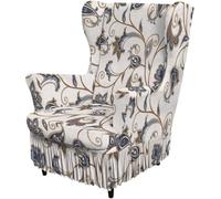 2 Coprisedie per sedie Wingback stampati con volant frastagliato, Coprisedie estensibile per camera e casa,IO