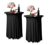 2 copritavolo elasticizzato bianco elasticizzato, 80 x 110 cm, con gonna, tovaglia elastica nera per matrimoni, feste, ristoranti