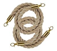 2 corde di canapa intrecciate da 0,5 a 4,5 m, con ganci lucidi, divisore per coda durevole per un efficace controllo della folla, gestione degli eventi e configurazione del letto, eleganti e