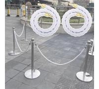2 corde di sicurezza intrecciate con ganci D/argento, per il controllo della folla da 2,2 m, per la gestione delle code e resistenti, colore: bianco