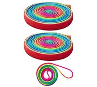 2 corde elastiche in gomma sportiva con 1 corda arcobaleno, nastro arcobaleno, corda in gomma intrecciata, corda per saltare (colore arcobaleno)