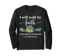 2 Corinthians 5:7 Bible Verse Walk By Faith God Sea Turtle Maglia a Manica