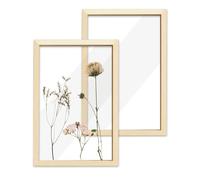 2 cornici in legno pressato per fiori secchi pressati, 19,8 x 19,8 cm, trasparenti, doppie cornici per foto, fiori pressati fluttuanti, decorazione da tavolo e da parete (20 x 30 cm)