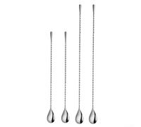 2 cucchiai da cocktail in acciaio inox per una miscelazione efficiente, manico lungo per un controllo superiore nel barista (40 cm)