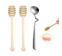2 Cucchiai per Miele, 1 per Mescolare, 1 per Tè, Cucchiaio in Legno per Fai Da Te, Caffè, Bastoncini per Tè al Latte, Bastoncini per Miele in Legno
