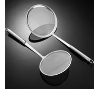 2 Cucchiai Per Schiumarola in Acciaio Inossidabile, Colino Per Alimenti a Maglia Fine Per Grasso, Sugo E Schiuma, Mestolo Per Schiumarola da Cucina Piatto in Metallo con Manico(L)