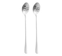 2 cucchiaini da caffè incisi, 1 scatola portaoggetti, regali di Natale per genitori, cucchiai incisi, cucchiai in acciaio inox, cucchiaio da cucina da cucina, regali per mamma e papà