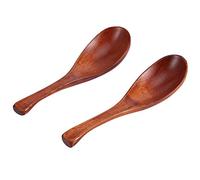 2 cucharas de madera para comer, cuchara sopera de mango corto de 15,5 × 4,3 cm, cucharilla cubiertos para cocinar, utensilios de cocina hogar