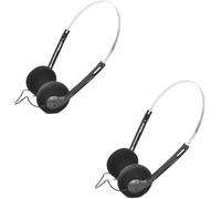 2 cuffie nere retrò on ear, leggere, portatili, con archetto regolabile, cuffie stereo con cavo, over-ear