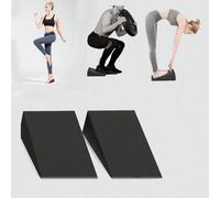 2 Cunei regolabili per squat e tavola inclinata per lo stiramento del polpaccio - Blocco yoga triangolare per un allenamento più stabile, forza delle gambe e equilibrio - Attrezzatura fitness nera dur