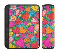 2 cuscinetti colorati con fragole carine, per fermare il taglio della cintura di sicurezza nel collo, coperture per cinture di sicurezza per aerei