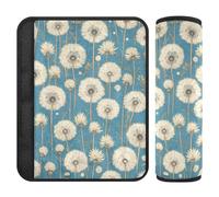 2 cuscinetti per tracolla in stile vittoriano, con fiori di tarassaco bianchi, per alleviare lo stress al collo e alle spalle, copertura per cintura di sicurezza per borsa