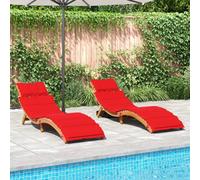 2 cuscini in lotti sedie a sdraio rosso massiccio per bevande lunghe in acacia da esternoChaises, mobili da giardino, piscina, forniture per la casa, decorazioni
