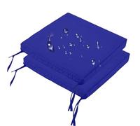 2 Cuscini per Sedie da Esterno 40X40 cm Blu Royal in Rattan Impermeabili Spessi 10 cm con Lacci E Cerniera Cuscino Quadrato per Divano