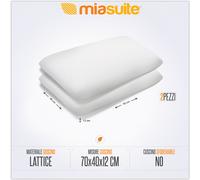 2 CUSCINI SAPONETTA LAVABILE 100% LATTICE H 12 CM ANTICERVICALE PER MATERASSO