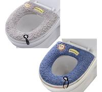 2 cuscini universali per sedile WC con anello per appenderlo, morbidi e caldi, lavabili (grigio + blu)