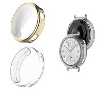 2 custodie compatibili con Huawei Watch GT 6 41 mm, pellicola protettiva flessibile in TPU, antigraffio, custodia protettiva per Huawei Watch GT6 41 mm (oro + trasparente)